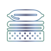 Pictogramme désignant des tissus de home textile pensés pour la création de housses de couettes et oreillers chauds et confortables